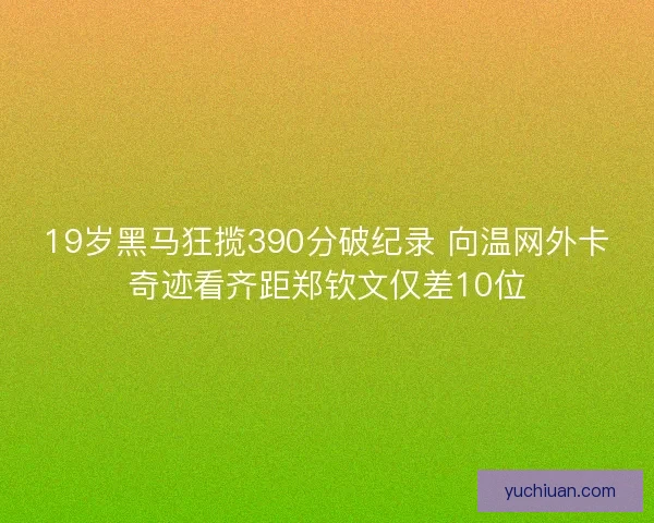 19岁黑马狂揽390分破纪录 向温网外卡奇迹看齐距郑钦文仅差10位